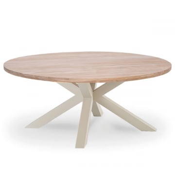 Tuintafel Feliz - Ø180x75cm - teakhout/beige aluminium