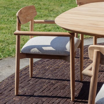 Tuinstoel Leandro - 56x57x82cm - met zitkussen - teakhout
