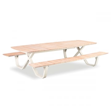 Picknicktafel Mary - 300x200x75cm - teakhout/beige aluminium