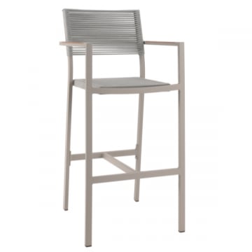 Tuinbarstoel Arriba - 55x61x108cm - beige aluminium/teakhout