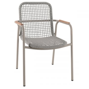 Stapelbare tuinstoel Dina - 62x68x87cm - grijs/teakhout