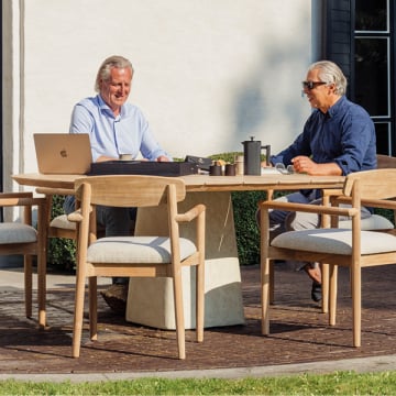 Tuintafel Tiago - 160x160x76cm - teakhout/cement
