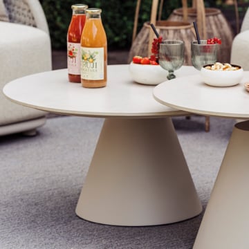 Salontafel voor buiten Amora - Ø80x40cm - aluminium en keramiek - grijs