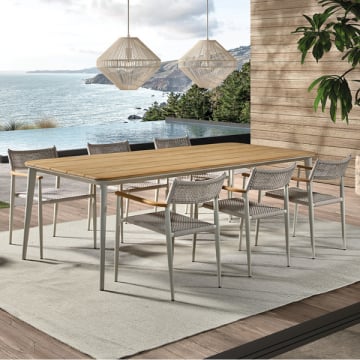 Tuintafel Jack - 240x100x76cm - aluminium - teakhout