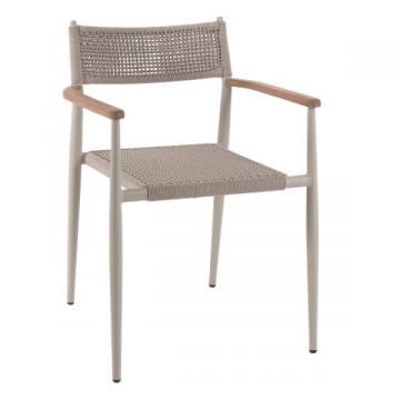 Tuinstoel Leo - 58x60x79cm - stapelbaar - beige aluminium