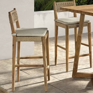 Barstoel Minoli - 46x53x110cm - met zitkussen - teakhout/écru