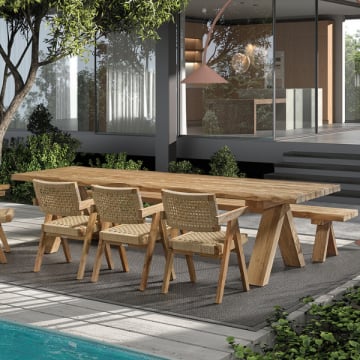 Tuintafel Longford - 300x100x77cm - gerecycleerd teakhout