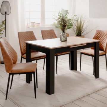 Verlengbare eettafel Birma - 125/165x80x75cm - artisan eik/zwart