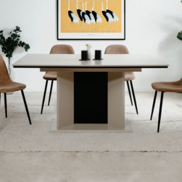 Verlengbare eettafel Nieve - 160/200x90x76cm - beige/zwart
