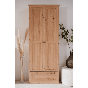 Opbergkast Timothee - 80x39x200cm - 2 deuren & 1 lade - artisan eikdecor