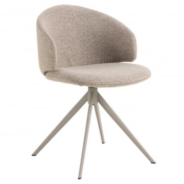 Draaibare Monza Beige Eetkamerstoel met Grijs Onderstel