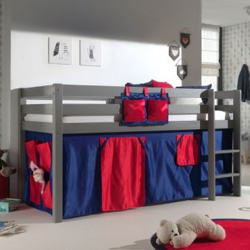 Halfhoogslaper Charlotte met bedtent Domino - grijs
