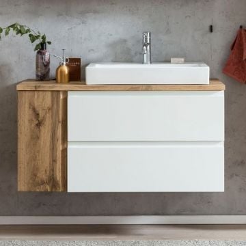 Wastafelkast Varese | 105 x 47 x 65 cm | Wotan Oak / White