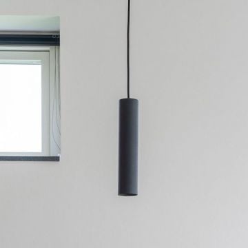 Parijshanger - Zwarte lamp met stoffen koord van 120 cm