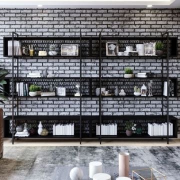 Boekenkast Woody Fashion | 280 x 34 x 180 cm | Zwart