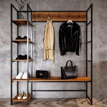 Garderobeset Woody Fashion | 145 x 35 x 175 cm | Walnootdesign