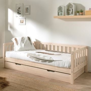 Kajuitbed Friedrich | 211,2 x 98,2 x 68 cm | Met bedlade | Milky Pine-design