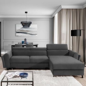 Balcab Home Hoekbank met Beukenhouten Frame - Antraciet.