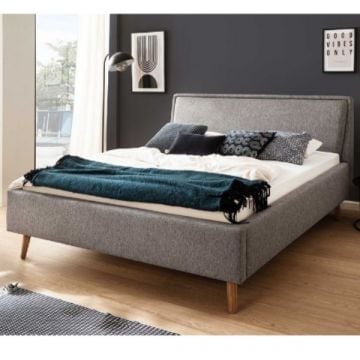 Tweepersoonsbed Estee 160x200cm - grijs/eik