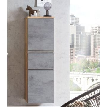 Middelgrote kolomkast Varese | 40 x 35 x 130 cm | Betonkleurig design