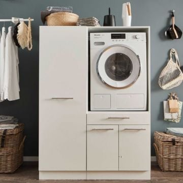 Wasmachinekastcombinatie Laundreezy | 118 x 68 x 162 cm | Wit
