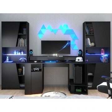 Bureauset Gaming | Gamingbureau en twee boekenkasten