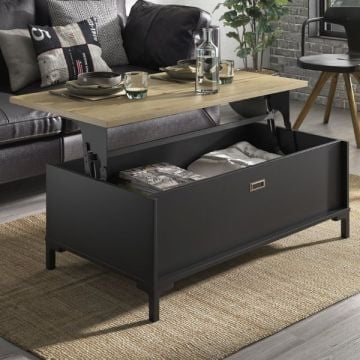 Salontafel Manchester | Met opbergruimte | 109 x 60 x 36 cm | Helvezia Oak-design