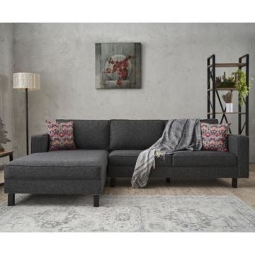 Hoekzetel Balcab Home | 258 x 181 x 83 cm | Donkergrijs