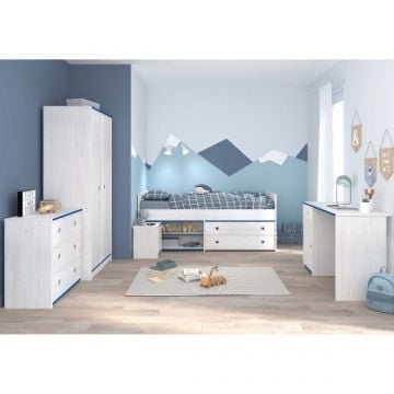 Kinderkamerset Smoozy | Kajuitbed, bureau, commode, nachtkastje, kledingkast | Wit