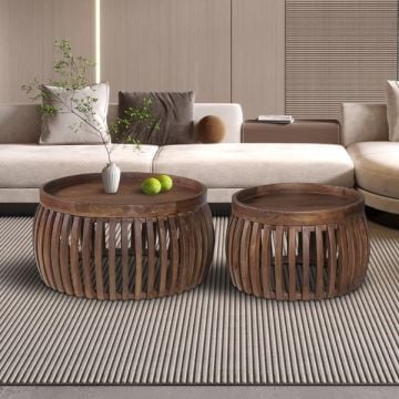 Salontafelset Corry | Ø80 x 40 cm / Ø60 x 35 cm | Mangohout