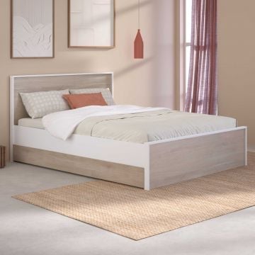Tweepersoonsbed Pallas - 140x200/190cm - eikdecor/wit