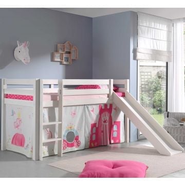 Halfhoogslaper Astrid wit met glijbaan - princess II