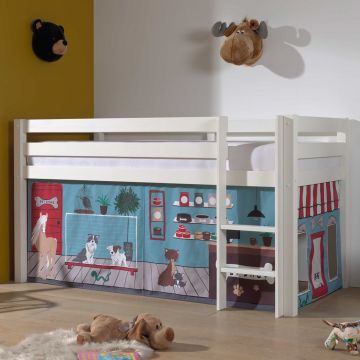 Halfhoogslaper Charlotte met bedtent Pet Shop - wit