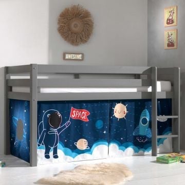 Halfhoogslaper Charlotte met bedtent Space Shuttle - grijs