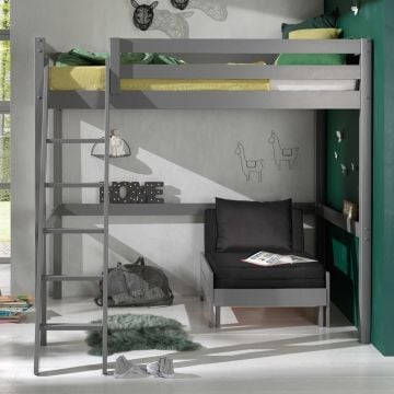 Hoogslaper Claire 140x200 met zetelbed - grijs
