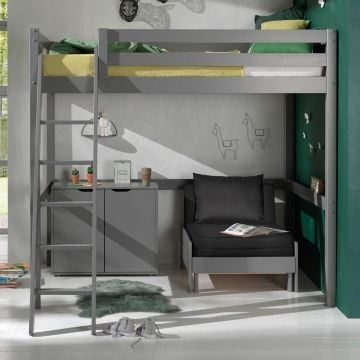 Hoogslaper Claire 140x200 met zetelbed en commode - grijs