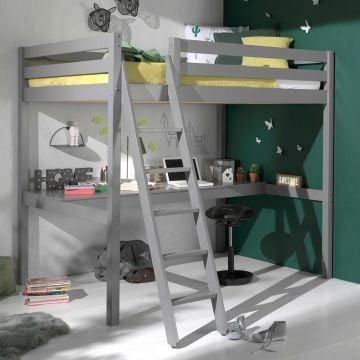 Hoogslaper Claire 140 x 200cm met bureau - grijs