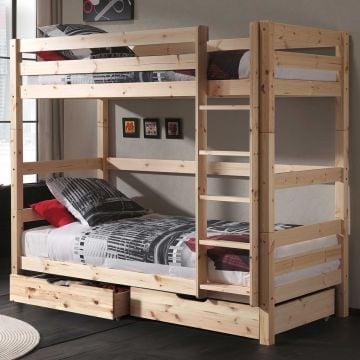 Stapelbed Claire met bedlades Elise - dennenhout