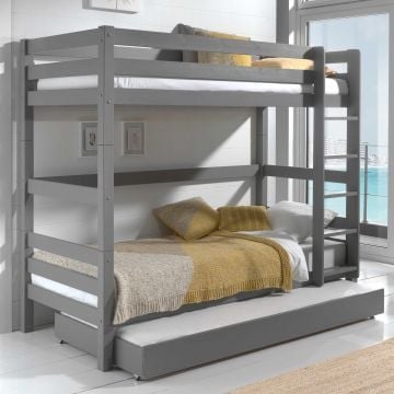 Stapelbed Claire hoog met bedlade - grijs