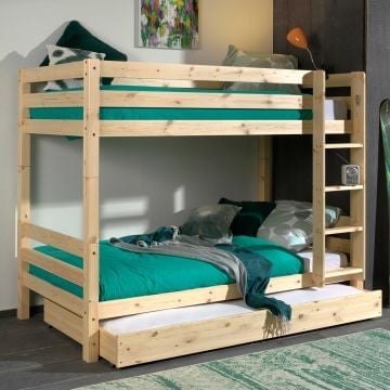 Stapelbed Claire 160cm met bedlade - dennenhout