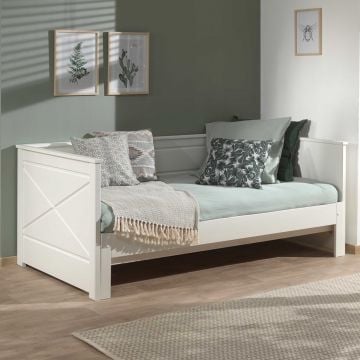 Bedbank Pepin uitschuifbaar dennenhout - wit