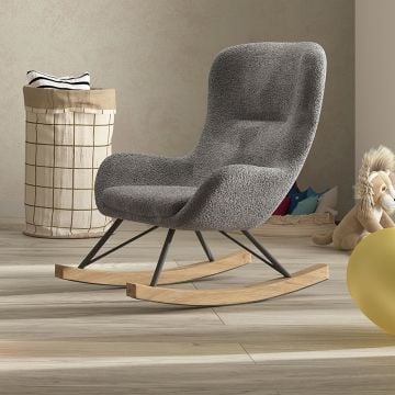 Kinderschommelstoel Rocky - 66x56x69 cm - Bouclé/antraciet 