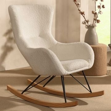 Rocky schommelstoel - 96x75x101 cm - Bouclé/wit 
