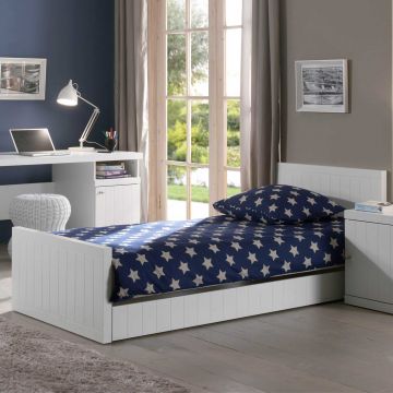 Kinderbed Robin 90x200 cm inclusief lattenbodem en bedlade - wit