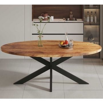 Mango Houten ovalen tafel Alexa - metalen frame - 200 cm