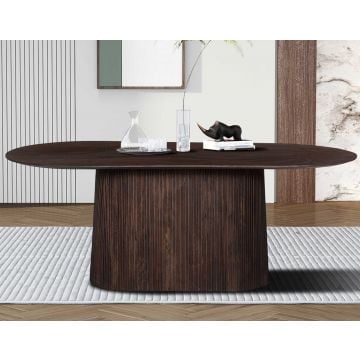 Ovale donkerbruine tafel Miguel - 200 cm | Massief mangohout | H76 x B200 x D100 cm