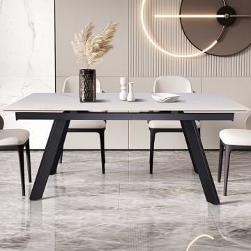 Uitschuifbare eettafel Hertha | 160/240 x 90 x 76 cm | Wit/Steen
