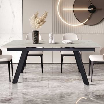 Verlengbare eettafel Hertha - 160-240 x 90 x 76 cm - beige 