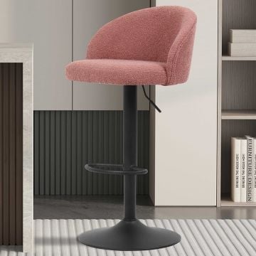 Barkruk Arda Bouclé Roze | Metalen poten en Bouclé bekleding