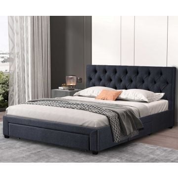 Tweepersoonsbed Siena 160x200 met lattenbodem en opbergruimte | antraciet